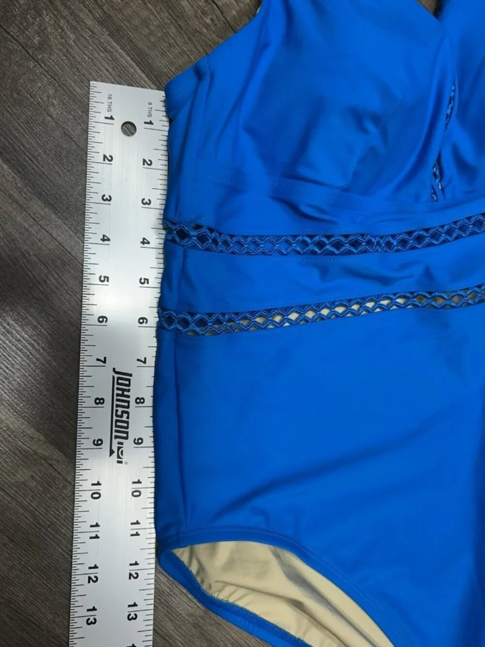 NWT Swimsuits For All One Piece Bathing Suit Size 18 Blue Lattice V Neck